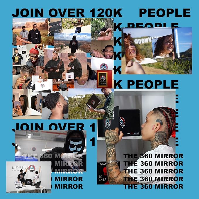 The 360 Mirror - 3 Way Mirror for Self Hair Cutting - Adjustable Trifold Barber Mirro to Cut Your Own Hair - Tri Fold Self Haircut System for Men - Three Sided Mirro for Haircuts (With LED)