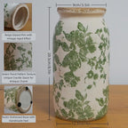 Vintage Green Floral Ceramic Vase, 8 Inch Crackle Glaze Rustic Handmade Vase, Decorative Pottery for Fresh or Dried Flowers, Farmhouse Cottage Modern Rustic Decor