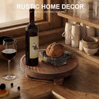 EOSAHR Rustic Pine Wood Riser for Kitchen Counter - Farmhouse Round Pedestal Stand Apply to Home Essentials - Bathroom Tray for Bathroom Decor (Vintage Brown)
