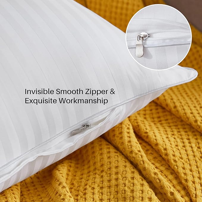 Oubonun 24 x 24 Throw Pillow Inserts, Firm and Fluffy Decorative Square Pillows for Couch Bed Sofa with Soft Cotton Cover White Cushion with Down Alternative Pack of 2