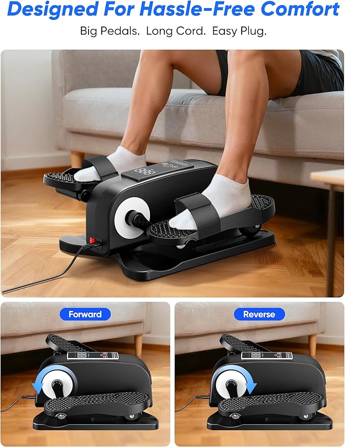 Under Desk Elliptical Machine, Electric Seated Leg Exerciser for Seniors, Adjustable Speed & Low-Impact Design, Quiet Portable Trainer with Remote Control for Home Office