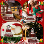 Lineshading 4 Pcs Christmas Table Decoration Wooden Snowman Decor Christmas Tiered Tray Decor Red Buffalo Plaid Block Signs Snowman Table Centerpiece Farmhouse Winter Decoration for Home Kitchen Shelf