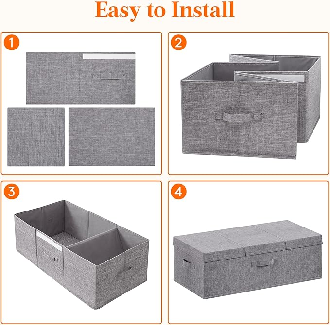 Lifewit 80L Under Bed Storage Containers, 9.8 Inch Tall Underbed Clothes Storage Organizer Bin with Sturdy Sidewalls, Bottom, 3 Lids, Deep Storage Drawer for Clothes, Shoes, Blankets, Pillows 2 Pack