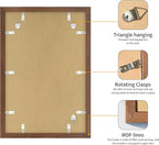 11x17 Picture Frame 3 Pack - Brown Poster Frame Display Pictures 9x15 with Mat or 11 x 17 Without Mat for Wall Hanging Horizontal and Vertical