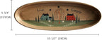 CVHOMEDECO. Primitive Rustic House Willow Tree Sheep Wood Decorative Plate Oval Crackled Display Wooden Plate Home Décor Art, 15-1/2 X 5-3/4 Inch