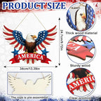 Wooden 4th of July Decoration Door Wreath for Front Door Sign America Eagle Wall Signs,250 Anniversary Independence Day Patriotic Day Wreath Welcome Memorial Day Hanging for Home Party Outdoor Indoor