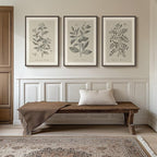 Large Framed Botanical Wall Art for Living Room, 3 Piece Neutral Plant Canvas Painting Prints Artwork for Farmhouse Walls, Vintage Floral Pictures for Bedroom Kitchen Hallway Wall Decor, 20x30 Inch