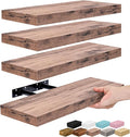 Sorbus Floating Shelves for Wall – 16 Inch Floating Shelf for Kitchen, Bedroom, Living Room, Bathroom, Home & Wall Decor - Mounted Bathroom Shelves with Invisible Brackets (Mahogany, 4 Pack)