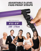 Upgraded Pilates Bar Kit with Resistance Bands Natural Latex for Women & Men, Heavy-Duty Stainless Steel Multifunctional Yoga Pilates Stick for Home Gym Exercise Fitness Equipment Full-Body Workouts