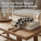 Sagebrook Home Modern Decorative Beads Garland - Handcrafted Resin & Jute - Boho Farmhouse Style - Home & Office Accent - 3" Ivory, White, Black