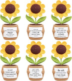 Wavwavw 6 Pcs Christian Gift for Women Inspirational Religious Gifts Positive Faith Scripture Crochet Handmade Bible Verse Crochet Doll with Prayer Card for Vbs Church(Sunflowe)