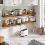Fun Memories 55 Inch Floating Shelves Bedroom, Large Extra Floating Shelf Set of 2 with Invisible Brackets, Rustic Brown