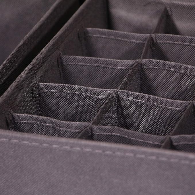 DIOMMELL 6 Pack Foldable Cloth Storage Box Closet Dresser Drawer Organizer Fabric Baskets Bins Containers Divider for Clothes Underwear Bras Socks Lingerie Clothing, Dark Grey 22-2000
