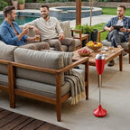 CO-Z Adjustable Floor Standing Ash Tray, Smokeless Outdoor Ashtray with Lid for Home Patio Cigarettes Ash Butt Disposal, Stainless Steel Windproof Stand Ashtray in 20", 27.5", 35" Heights, Red