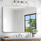 Silver Bathroom Mirror,36x48 inch Wall Mirror for Bathroom Wall Mounted,Rectangle Mirror for Bathroom Over Sink,Modern Frame Round Corner for Living Room,Bedroom Entryway,Horizontal/Vertical