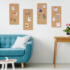 AKTOP Cork Board Bulletin Board 17"x8", 1/2" Thick Cork Board Tiles 6 Pack, Small Pin Board for Wall Decor, Self Adhesive Corkboards with 60 Push Pin Wood Clips for School, Home & Office