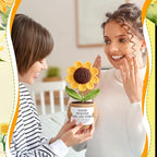 Wavwavw 1 Pcs Friends Gifts for Women, Galentines Graduation Handmade Sunflower Crochet Doll with Positive Card for Female Birthday BFF Bestie Gifts (Like Stars)