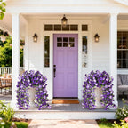 Artificial Hanging Flowers Plants for Outdoor Spring Summer Decoration, 2PCS Faux Silk Morning glory UV Resistant Look Real for Outside Home Indoor Planter Porch Garden Yard Decor(Dark Orchid)