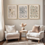Framed William Morris Canvas Wall Art for Living Room, Set of 3 Large Neutral Floral Botanical Prints, Vintage Rustic Boho Pictures for Bedroom Hallway Office, 16x24 Inch
