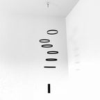 Hanging Mobile with 6 Black Rings (5.5”) - Modern Decorative Art for Home or Office