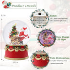 Christmas Snow Globe Musical Santa Claus with Presents Xmas Tree Red Water Snow Globes LED Light Change Music Box Home Christmas Decor for Kids Santa Snow Globes