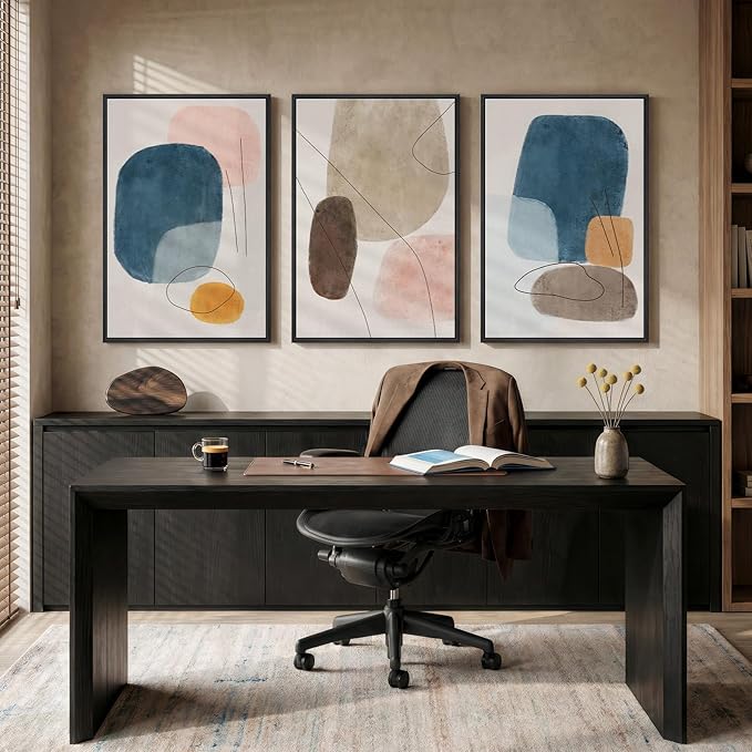 Large Framed Abstract Canvas Wall Art for Living Room, 3 Piece Colorful Minimalist Modern Prints Paintings Artwork for Walls, Neutral Pictures Wall Decor for Bedroom, Office, Dining Room 24x36 In