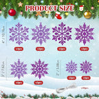 36pcs Purple Christmas Snowflake Ornaments, Plastic Glitter Hanging Snow Flakes for Christmas Tree Decorations Winter Wonderland Frozen Birthday Party Home Decor Craft Snowflakes