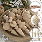 Yunlly 9 Pcs Neutral Christmas Ornaments Textured Christmas Tree Decor with Hanging Loop Modern Brown Hanging Ornaments Finial Shatterproof Decor for Xmas Vintage Rustic Farmhouse (Retro White)