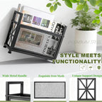 Magazine Rack Floor, Black Magazine Holder, Magazine Storage Basket, File Holder Organizer Stand, Metal Storage Shelf Box Bin Folder Organizer for Magazines, Books, Newspapers