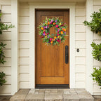 Sggvecsy Spring Summer Wreath for Front Door 22 Inch Artificial Tulips Wreath with Eucalyptus Leaves Lavender Ferns Colorful Silk Flowers Butterflies for Home Farmhouse Indoor Outdoor Wall Decor