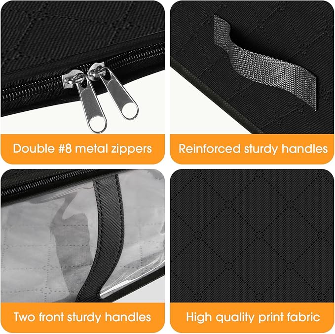 StorageRight Under Bed Storage Bags 2 Pack, 40L Large Clothes & Comforter Storage Containers with Clear Window, Breathable Fabric Organizer for Blankets, Bedding, Seasonal Clothing, Black