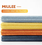 MIULEE Pack of 4 Blue-Orange Corduroy Decorative Throw Pillow Covers 20x20 Inch Soft Boho Striped Pillow Covers Modern Farmhouse Home Decor for Summer Sofa Living Room Couch Bed