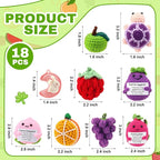 VioraWhite 18 Pcs Fruit Animals Positive Emotional Dolls Bulk Encouragement Emotional Knitted Crochet Gifts with Positive Words for Friends Coworker Decorations for Home Office