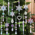 Crystal Snowflake Christmas Tree Decorations - 21pcs Christmas Tree Ornaments Sparkling Dazzling Festival Party Decoration Crystal Snowflake Design Hanging Ornament Holiday Season Home Decor