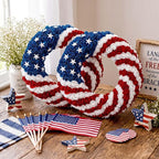 2 Pcs 18 Inch Patriotic Wreath for Front Door 4th of July Wreath Red White Blue Rose Front Door Decor Independence Memorial Artificial Rose Wreaths for 250th Anniversary Porch Wall Indoor Outdoor