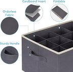 3 Pcs 12 Cell Large Size Pants Organizers for Clothes, Jeans, Sweater, T-shirt, Dress Stackable for Wardrobe Closet Drawer Organizer Storage Bin Container, Dark Grey