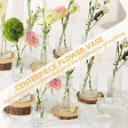 Glass Bud Vase Set of 32PCS Wedding Centerpieces for Tables,Mini Clear Bud Vases for Flowers,Small Flower Vases Suitable for Birthday Party,Anniversary,Wedding,Baby Shower (Clear, 32PCS)