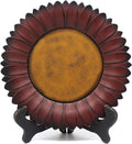 CVHOMEDECO. Sunflower Plate with Rack Country Vintage Display Wooden Plate Home and Office Décor Art, 11 Inch (Burgundy Plate with Rack)