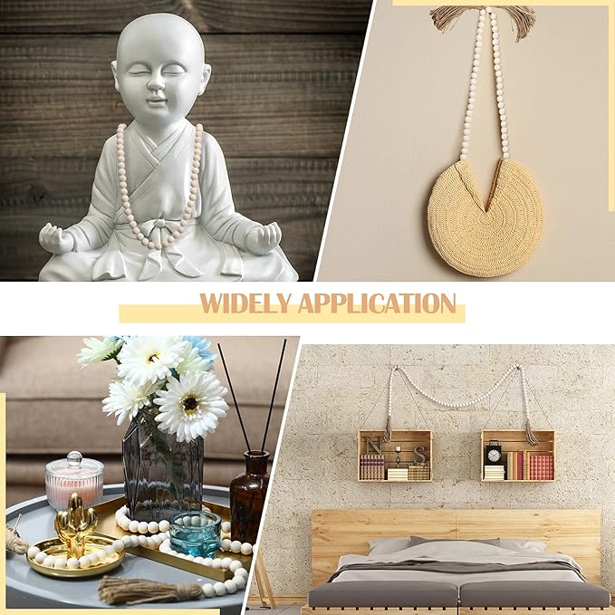 Jetec Decorative Display Books Hardcover, Faux Farmhouse Stacked for Coffee Tables Shelves with Wood Bead Tassels 58 Inch, 3 Pieces, White(Take Time to do, What Makes, Your Soul Happy)
