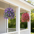 INQCMY Artificial Flowers for Outdoor Faux Hanging Plants Spring Outside Decoration,2Bundles Fake Silk Flowers Realistic Outdoor Flowers No Fade UV Resistant Porch Patio Window Yard Balcony Decor