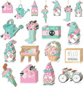 Maitys 36 Pcs Spring Flower Wooden Ornaments Sunflower Tulip Easter Tree Decoration Floral Gnome Hanging Wood Cutout Pastel Spring Decor for Home Small Tree Party(Dreamy)