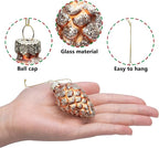 Watayo 12 Pcs Christmas Pinecone Glass Ornaments, Fall Hanging Pine Cone Painted Glass Ornaments, Glitter Pinecone Christmas Ornament for Xmas Tree DIY Crafts Fall Thanksgiving Day Decoration