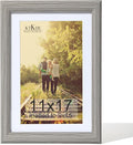 KTKDE 11x17 Picture Frame Real Glass,Poster frame Display Pictures 9x15 with Mat or 11x17 Without Mat, Modern Style Wood Composite Frame,Gallery Wall Frame Wooden Grey，best gift
