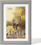 KTKDE 11x17 Picture Frame Real Glass,Poster frame Display Pictures 9x15 with Mat or 11x17 Without Mat, Modern Style Wood Composite Frame,Gallery Wall Frame Wooden Grey，best gift