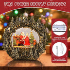 Christmas Snow Globe Lantern Water Glittering Lantern with Santa Claus 8 Music Songs & 6H Timer Christmas Snow Globes USB & Battery Operated for Christmas Festival Decorations Gifts (Bridge-Santa)