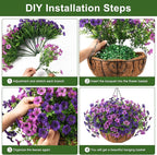 Artificial Faux Hanging Baskets Flowers Plants for Outdoor Spring Decoration, Fake Silk Daisy Outside Indoor UV Resistant Look Real Yard Patio Front Porch Garden Balcony Home Decor(Double Purple)