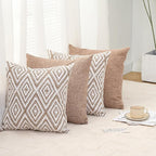 HPUK Decorative Throw Pillow Covers Set of 4 Couch Pillows Linen Cushion Cover for Couch Sofa Living Room, 18"x18" inches, Light Brown
