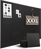 WALLHERO Large Bulletin Board, Tack Board, 59"x36" | 15 Pack | Wall Pin Board, Cork Board Alternative for Walls, Tablero de Corcho para Pared, Cord Board for Wall (Black Slats)