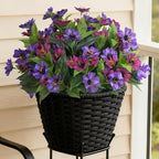 Fake Artificial Flowers for Outdoors Decoration,4 Bundles Silk Faux Spring Flowers with Plants Leave UV Resistant for Planter Front Door Porch Yard Patio Window Box Home Indoor Decor