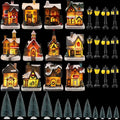 Liliful 36 Pcs Christmas Village Set Decoration Led Lighted Christmas Village House Scene Winter Houses Buildings Collection for Xmas Gifts Table Desktop Indoor Decoration Displays